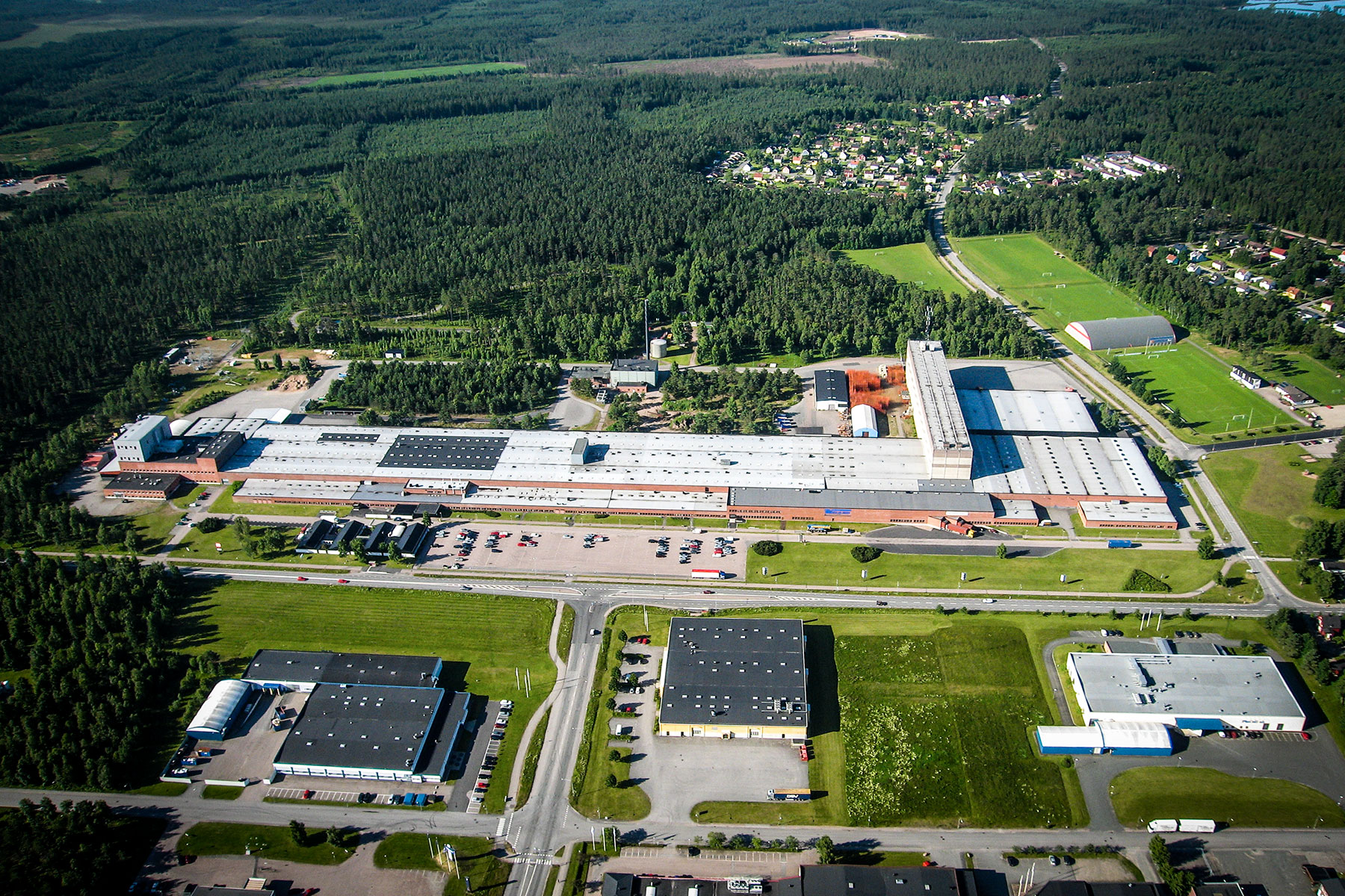 Flygbild på Weland Industricentrum Anderstorpsvägen